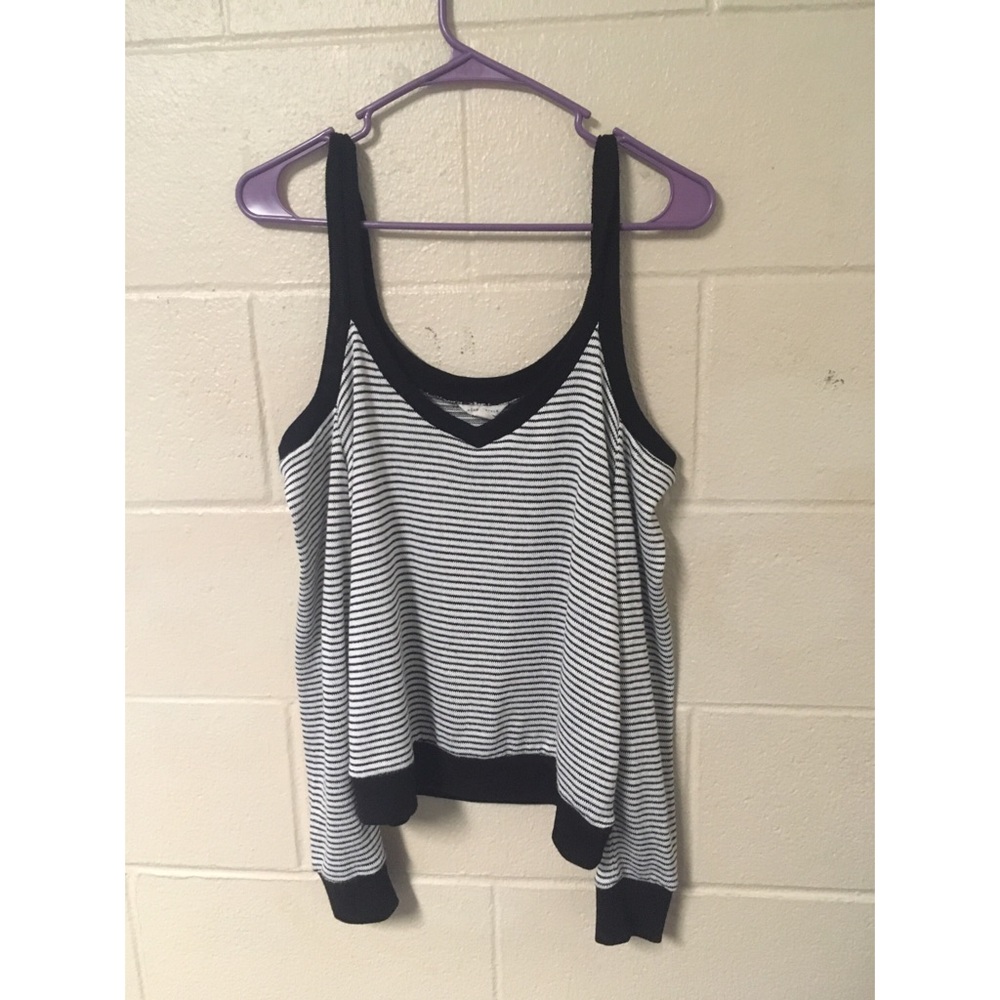 NWOT striped cold shoulder sweater